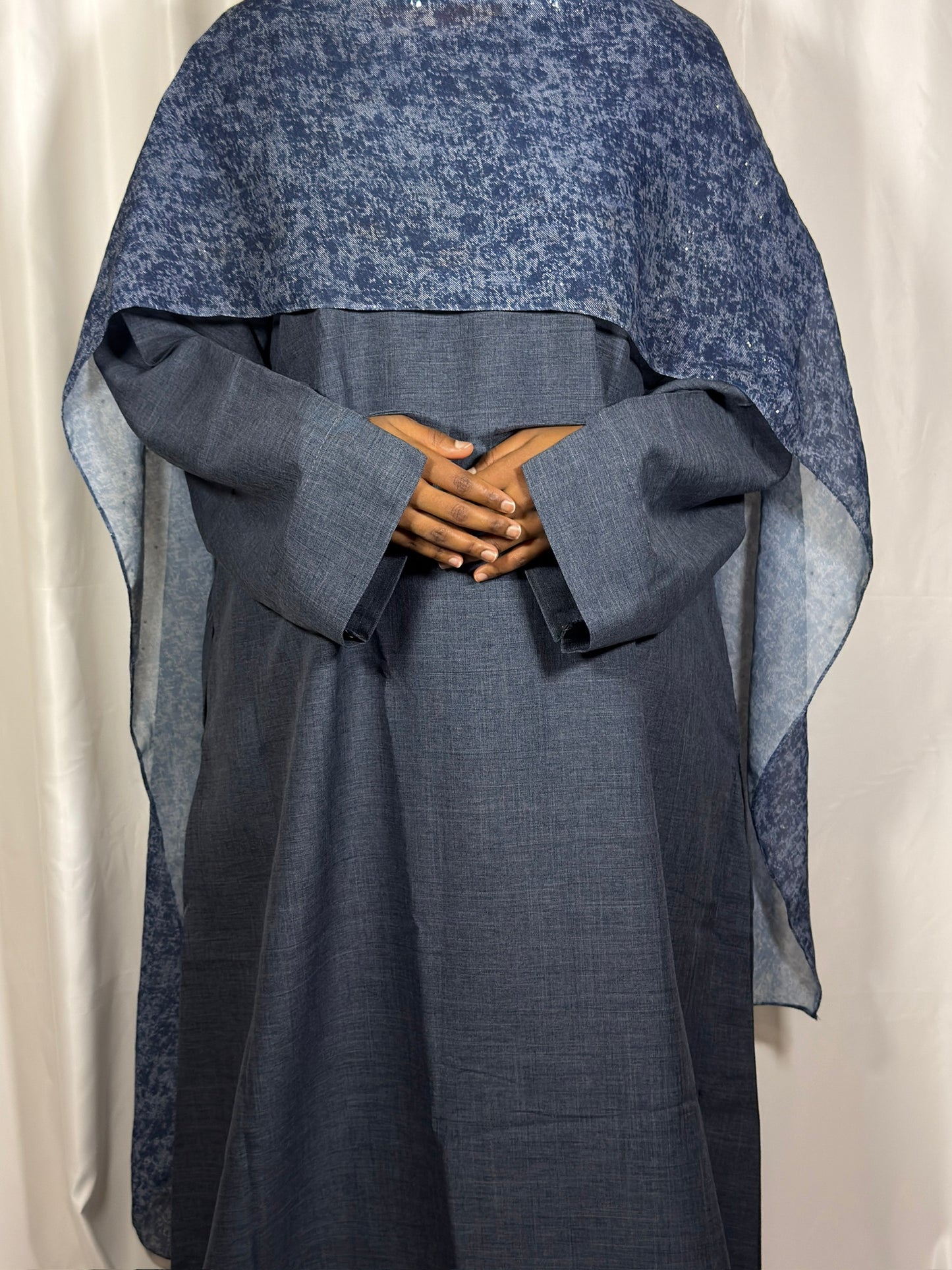 Jean blue linen abaya
