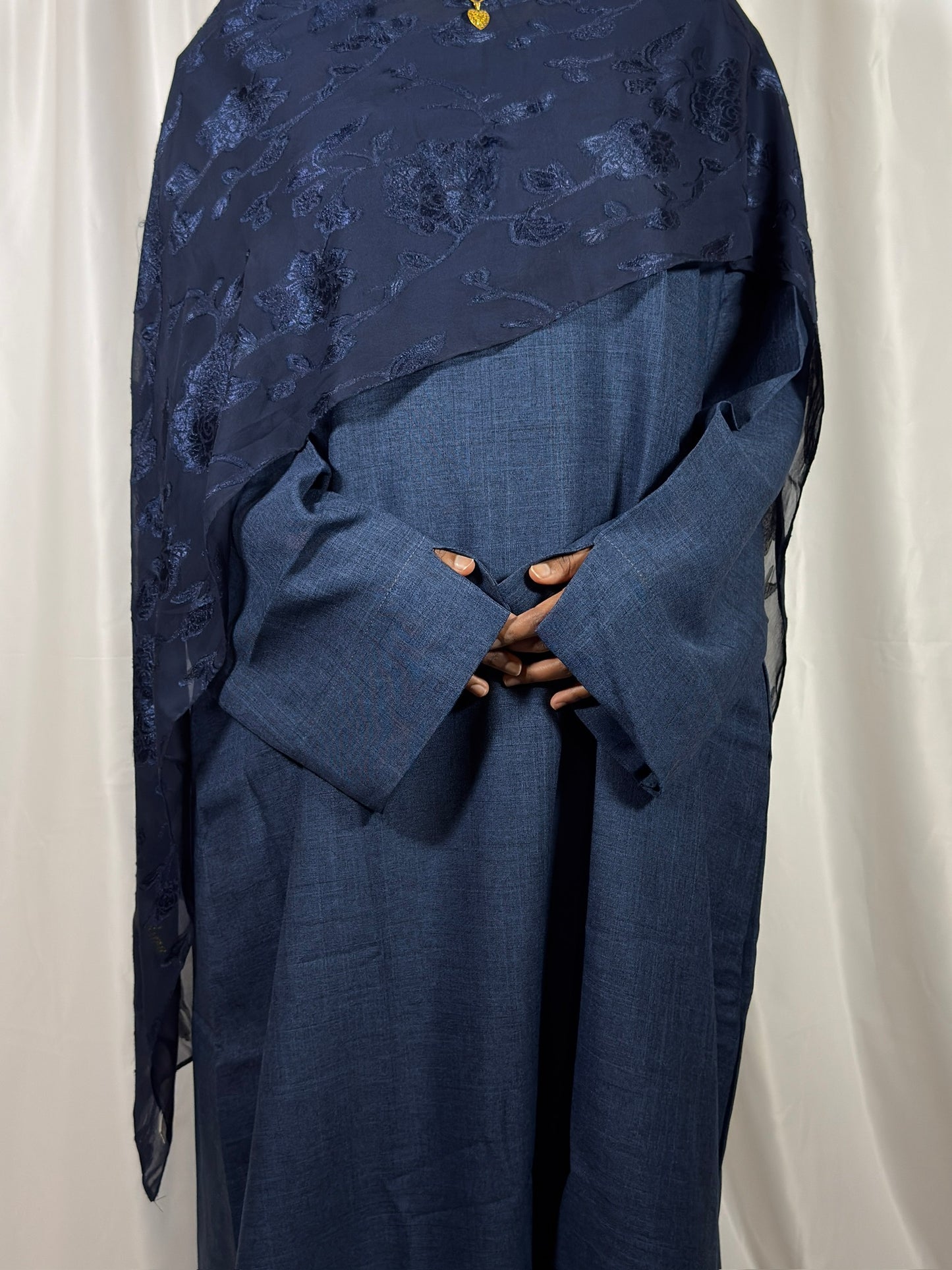 Navy blue linen abaya