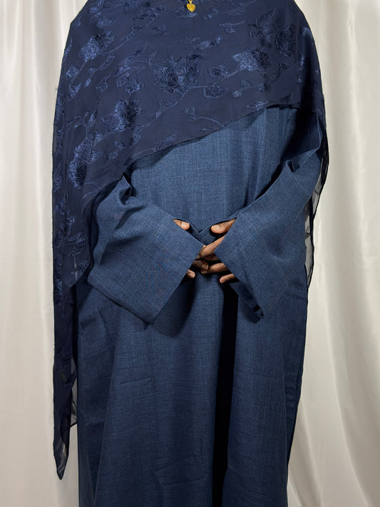 Navy blue linen abaya