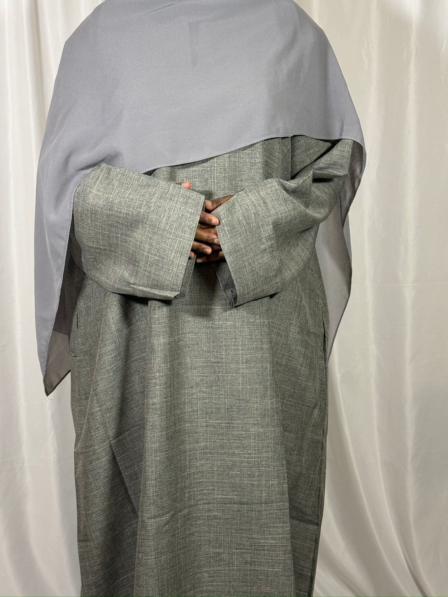 Light grey linen abaya