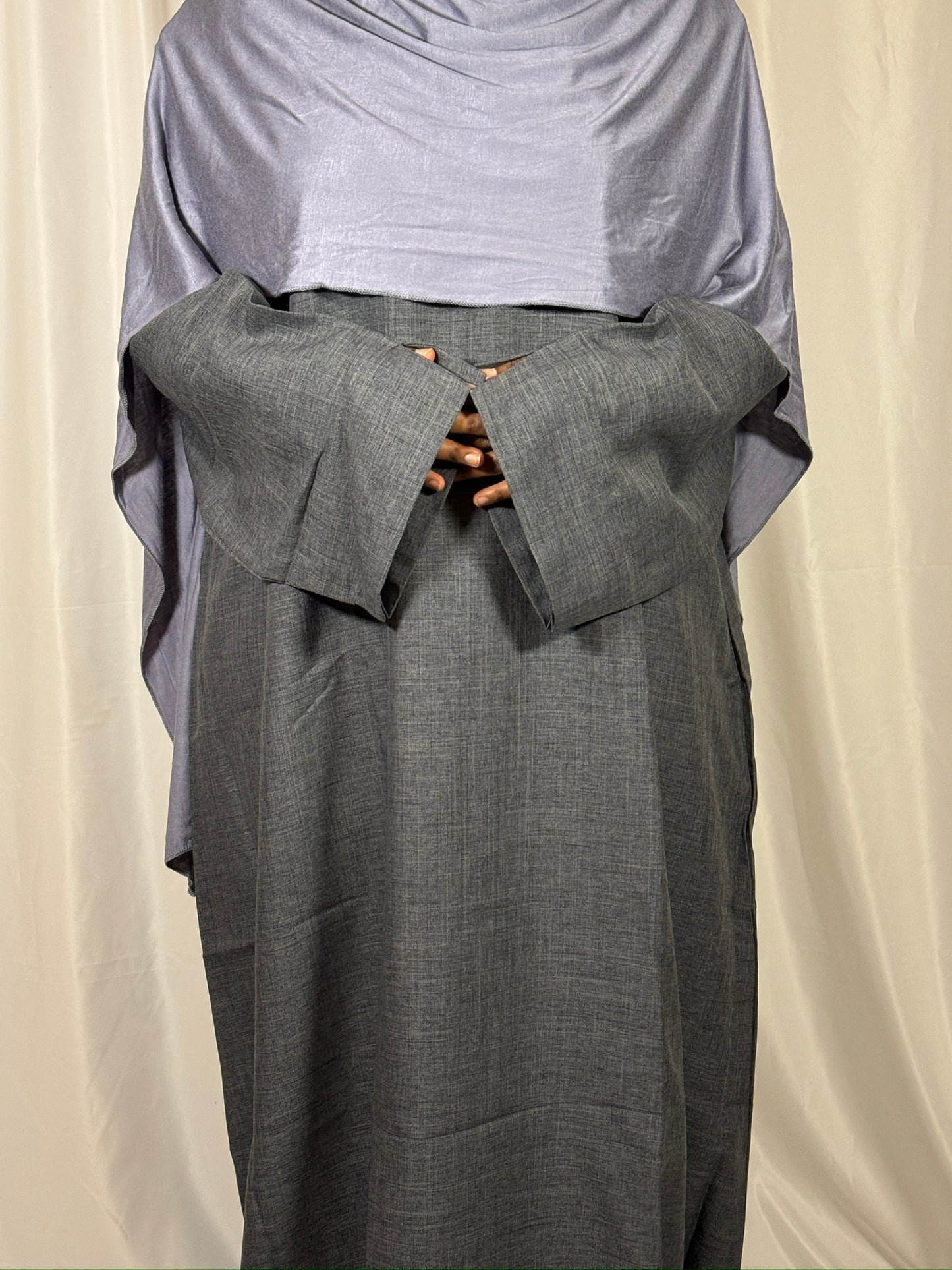 Charcoal grey linen abaya