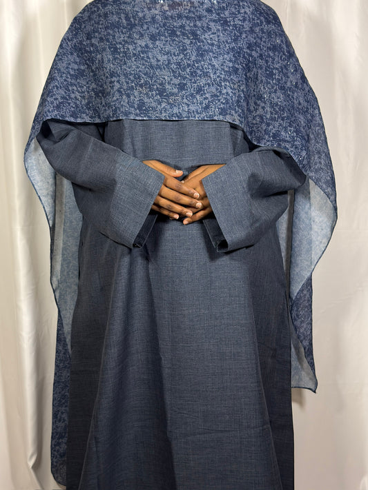 Jean blue linen abaya